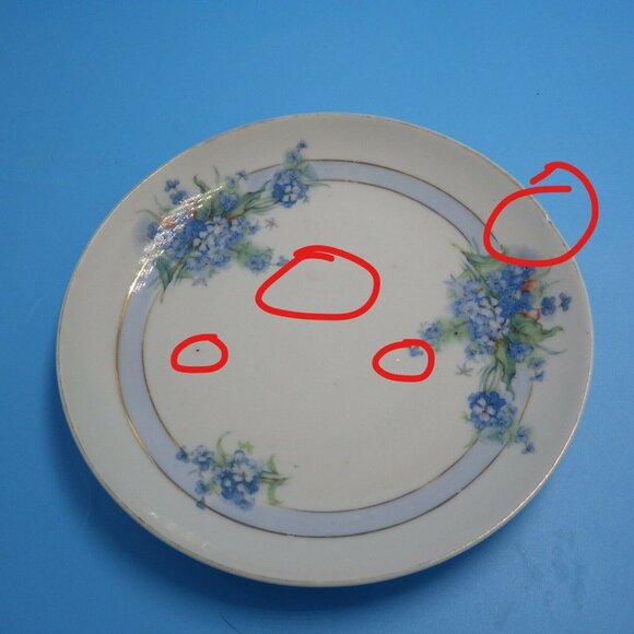 Nagoya Shofu Nippon Plate Forget Me Not Blue Dessert Gold Trim Spring Easter 7 i - Picture 5 of 5